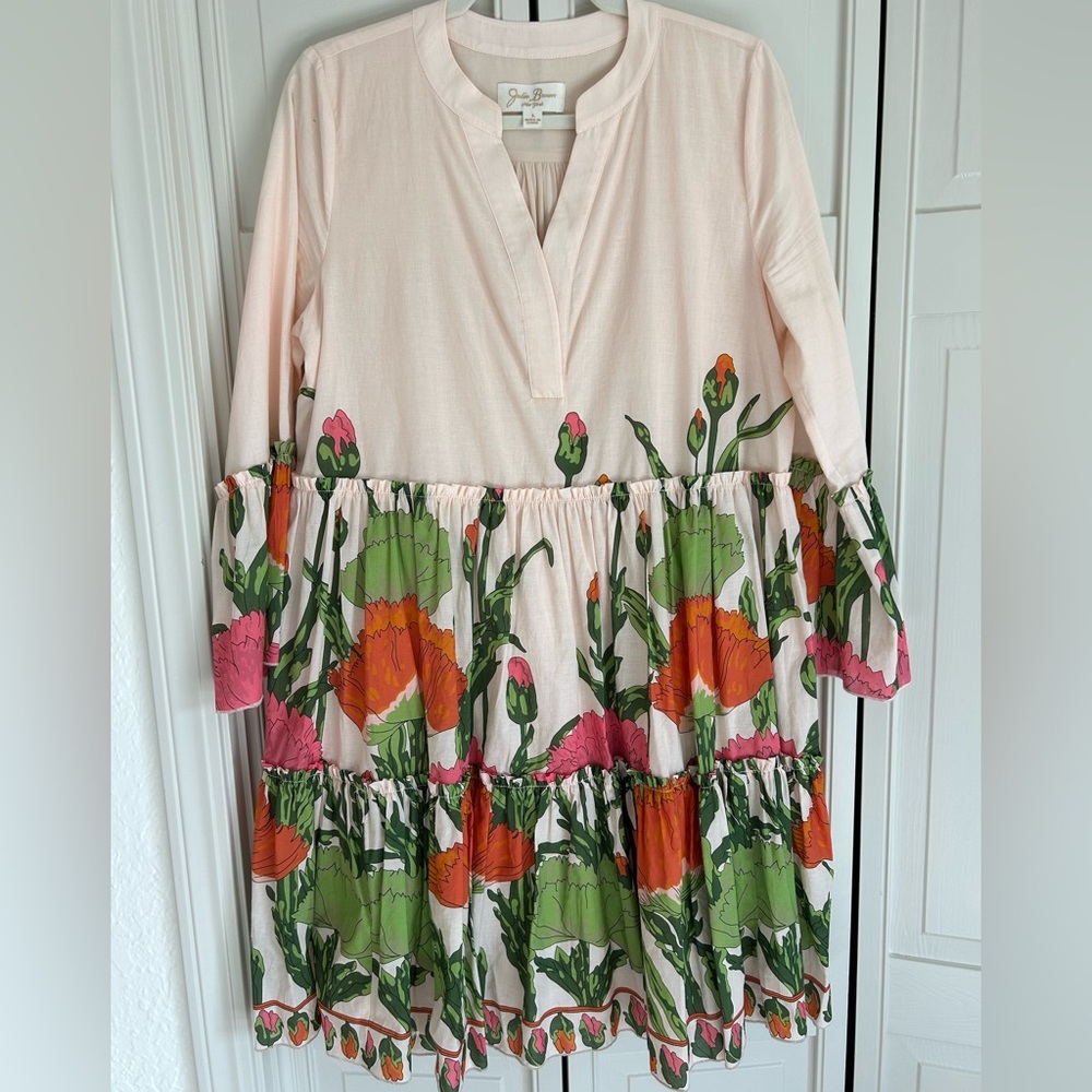 Julie Brown NY Dress in Pink with Green and Orange Floral